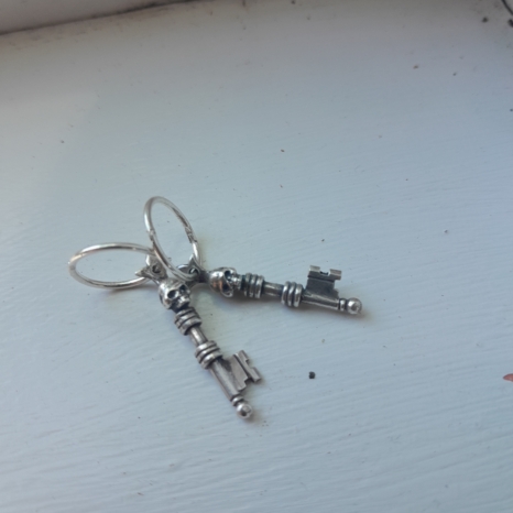 sterling silver skeleton key earrings